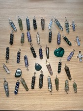 Wire Wrapped Stone Pendants Multicolor Handmade for Jewelry Making