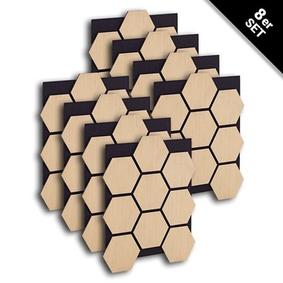 Wandpaneele Holz 3D 8 Akustik Paneele Hexagon Natur Wandverkleidung Homestyle4u