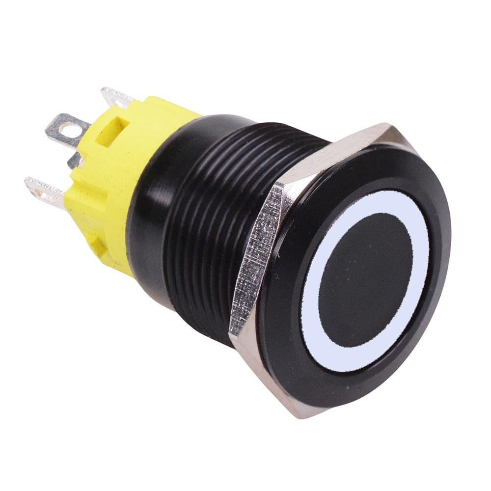 White LED On-(On) Momentary 19mm Vandal Resistant Push Switch NO/NC