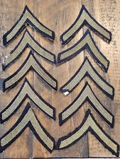 One Pair WWII US Army PFC Chevron Dark Blue Wool Patch Pair L@@K!!! . 
