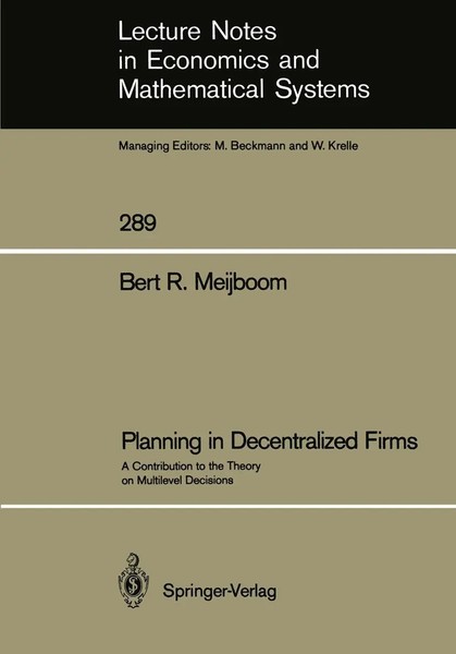 Bert R. Meijboom | Planning In Decentralized Firms | Taschenbuch | Englisch | X-image