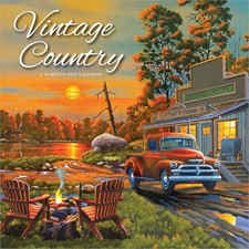 Vintage Country 2026 12 x 24 Inch Hanging Monthly Square Wall Calendar Fea