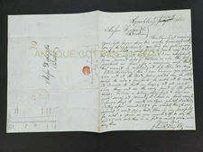 1850 antique STAMPLESS COVER LETTER lynchburg va JOHN P KNIGHT boston FISHER &CO