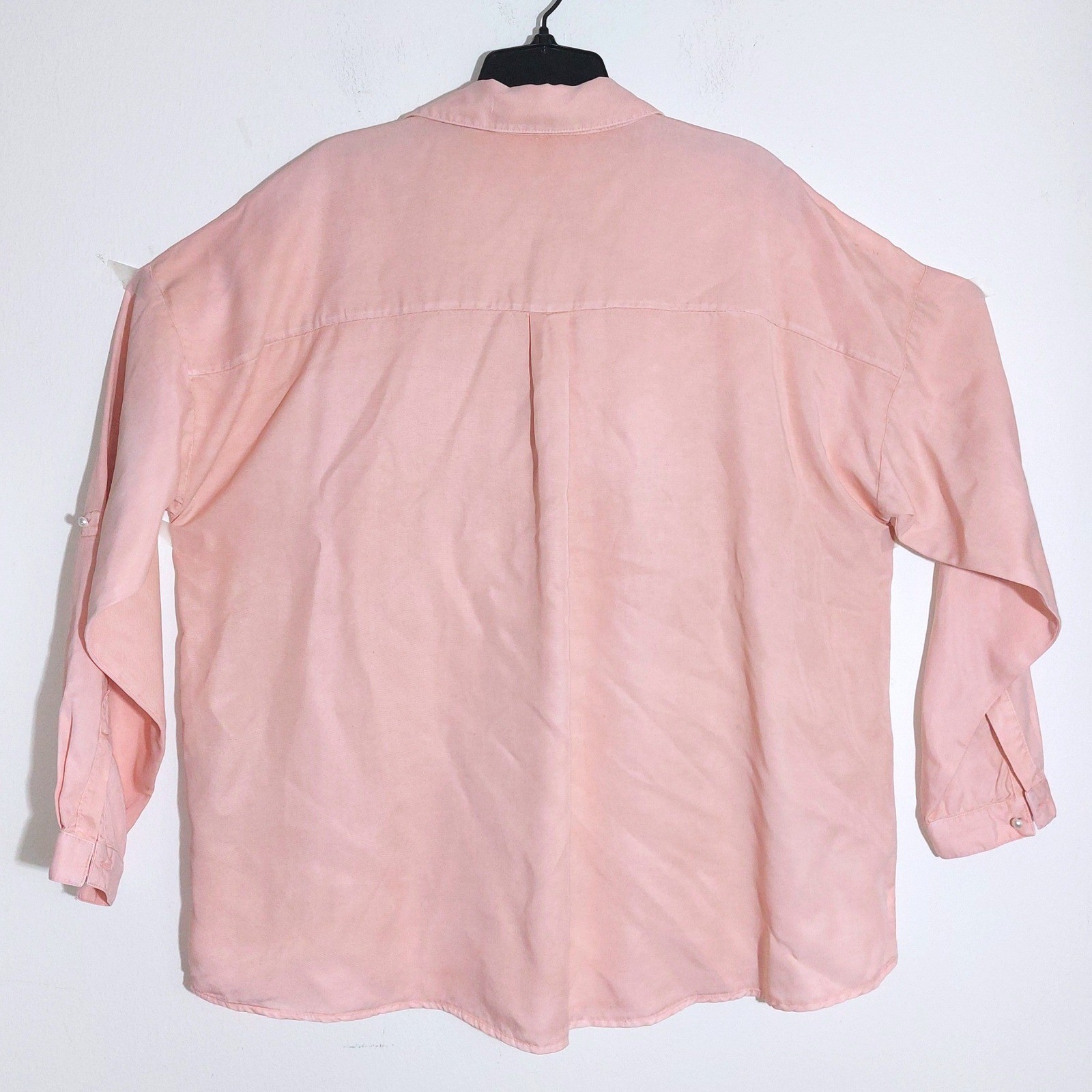 Zara Basic Oversized Peach Tencel Button Down Shi… - image 5