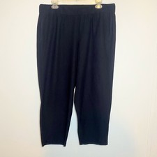 EILEEN FISHER Solid Black Washable Stretch Crepe Arch Pants Pockets XL