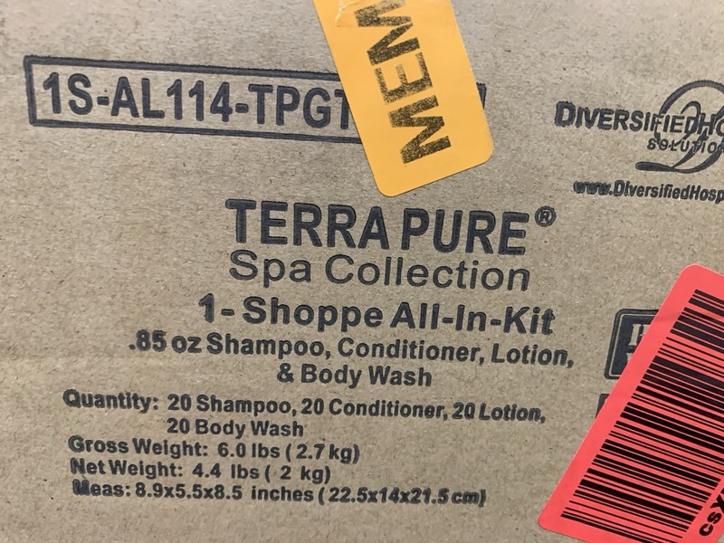 Terra Pure Spa Collection 20 Ea .85 oz shampoo, conditioner, lotion, body wash