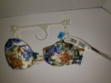 NOS 80s 90s New VTG Jaclyn Smith 34B Bra Underwire Lace Trim Floral Flower Print