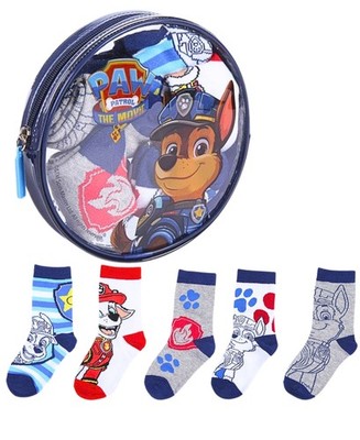 Paw Patrol 5er Pack Socken im Kulturbeutel -  Strümpfe Kindersocken Gr. 19-30