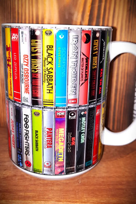 Retro Cassette Bands Mug 15oz Full Wrap Ceramic Coffee Cup Music Lover Gift