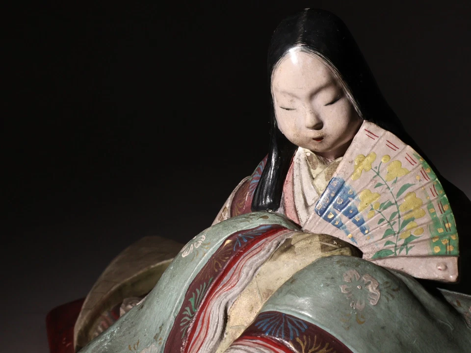Estatua muñeca Hina japonesa Kiyomizu Ware porcelana 12 pulgadas figura Heian era Meiji Foto 2 de 4