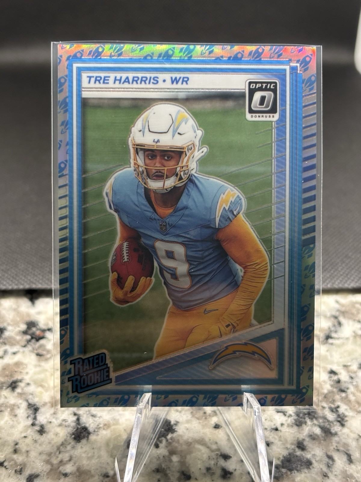 2025 Panini Donruss Optic Tre Harris Rated Rookie Holo Rocket Emogi #229