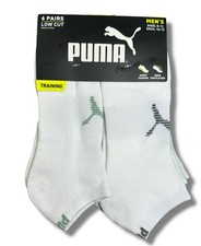 PUMA SOCKS MEN'S - LOW CUT - DUSK 253 - WHITE WHITE - LARGE 10-13 PACK 6 XX