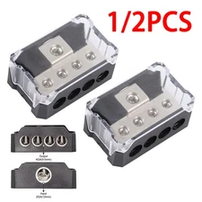 2Pcs Power Ground Amp Distribution Block 0/2/4 Gauge Input 4/8/10 Gauge Output