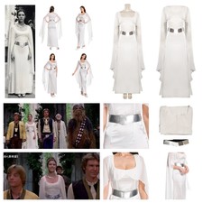 Star Wars: Princesa Leia Organa Solo Disfraz Juegos con disfraces Blanco Vestido Cinturón Fiesta Traje