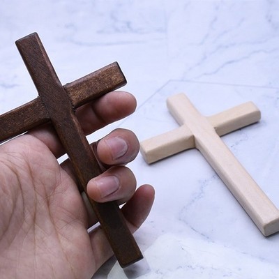 Christliches Holzkreuz, 12 cm (4,7 Zoll), Wandkreuz, langes Kruzifix, zweifarbig