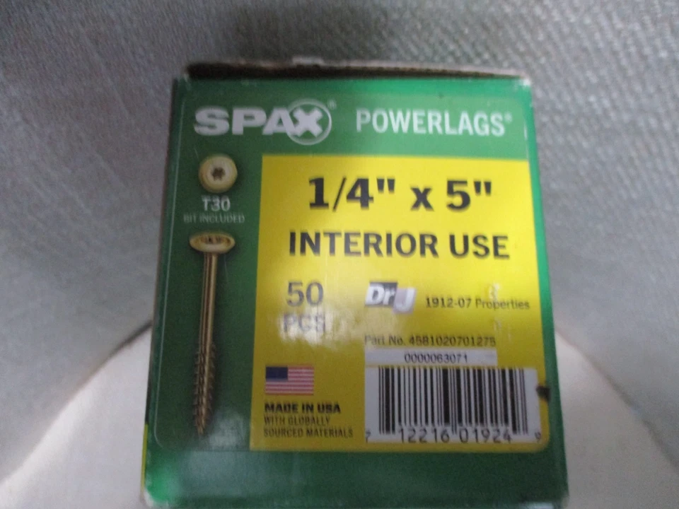 "Revestimiento de zinc amarillo Spax Power Lags 1/4"" X 5"" 50 piezas brocas T30 madera incluida" Foto 3 de 3