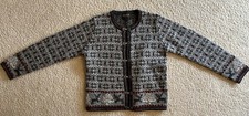 Woolrich Fair Isle Wool Gray Maroon Cardigan Sweater Women S