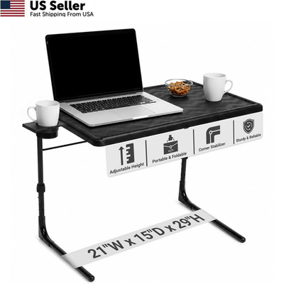 Table-Mate TV Tray Table | Portable Desk Folding 15''D x 21''W x 29''H, Black