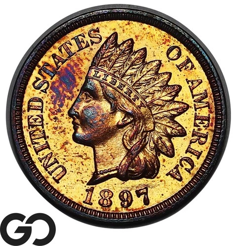 1897 Indian Head Cent Penny Proof, Album Toner Gem PR++