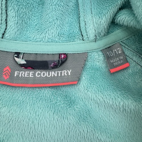 Free Country Girls Softshell Stretch Jacket Floral Gray Teal Hood Size 10/12 - Picture 3 of 11