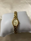 Seiko Watch Women 17mm Champagne Dial Gold Tone Oval 1N01-0CS0 New Battery