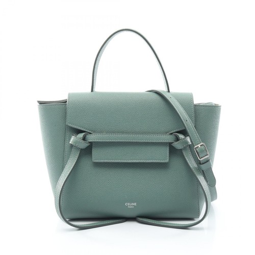 CELINE BELT BAG NANO Shoulder crossbody Handbag leather Green Used Women