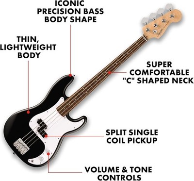 Fender Squier Precision Bass Guitar Black | eBay