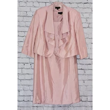 TAHARI Special Occasion Fold Over Front ¾ Sleeve Jacket Sheath Dress Set 14W