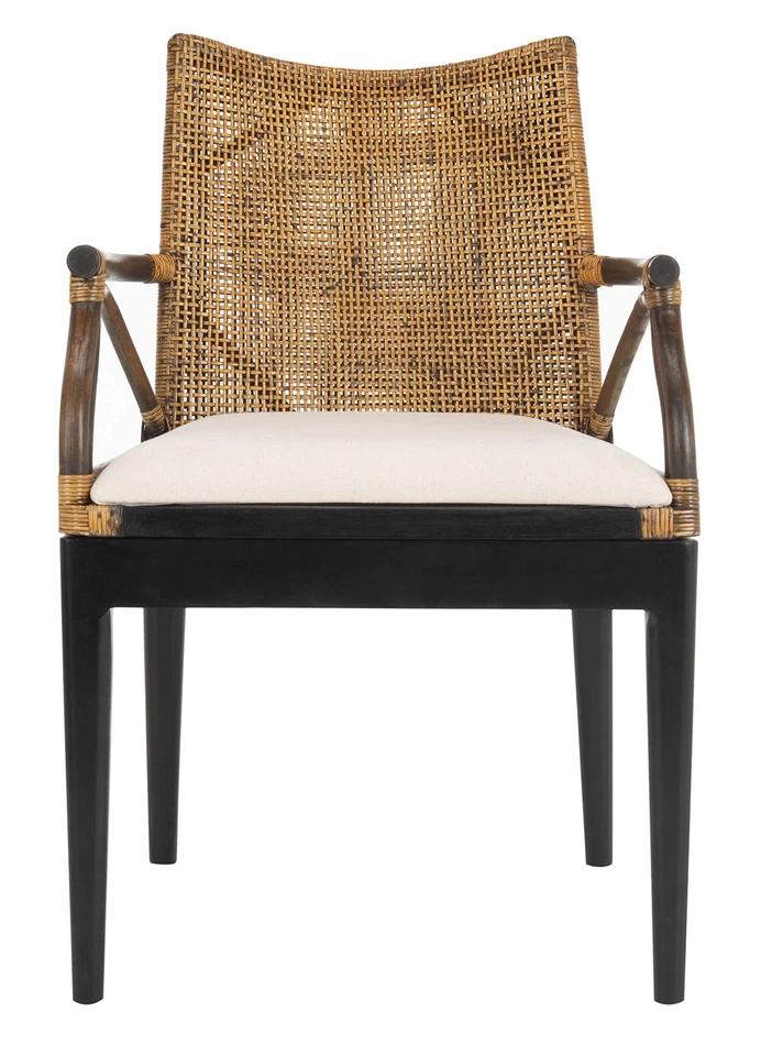Home Gianni Rattan Tropical Woven Arm Chair, Brown/Black - Image 2 of 4