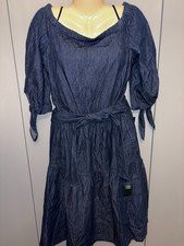 NWT Ralph Lauren 2 Blue Denim dress Off shoulder Amanthia Chambray