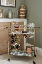 Gold/Brass Bar Cart & Drinks Trolley on Castors