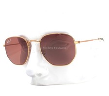 Ray-Ban Hexagonal Flat Sunglasses RB 3548N 9202/AF Rose Gold Polar Purple 51mm