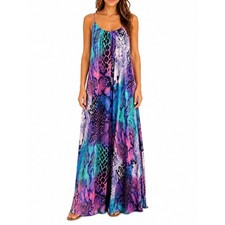 Show Me Your Mumu Snake Print Maxi Dress Multicolor Teal Purple Pink Size Medium