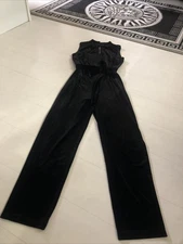 per una ladies black velvet dresssuit With Belt Sz 12 Evening Party Night Out 