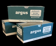 3 Argus Airequipt 593 Automatic Slide Changer Magazines 36-2x2 Side Capacity Vtg
