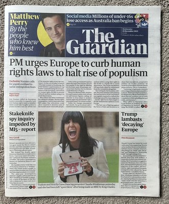 The Guardian 10th December 2025 10/12/25 Claudia Winkleman MBE & Matthew Perry