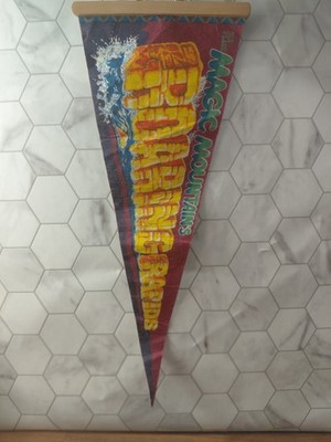 Rare VTG Six Flags FULL SIZE Pennant Magic Mountain's Roaring Rapids       