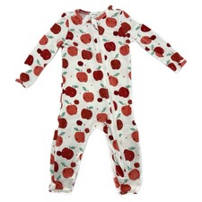 Angel Dear Red Apple Orchard Zip Up Bamboo Pajamas Unisex 6 - 12 Month Baby