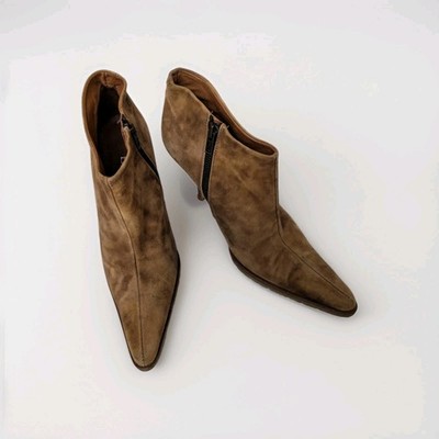 Bebe Cognac Suede Stiletto Ankle Boot Tan Made In Spain Fairycore Whimsigoth