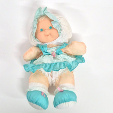 Vintage 1990 Fisher Price Puffalump Kid Doll Mint Green Dress Blonde Hair