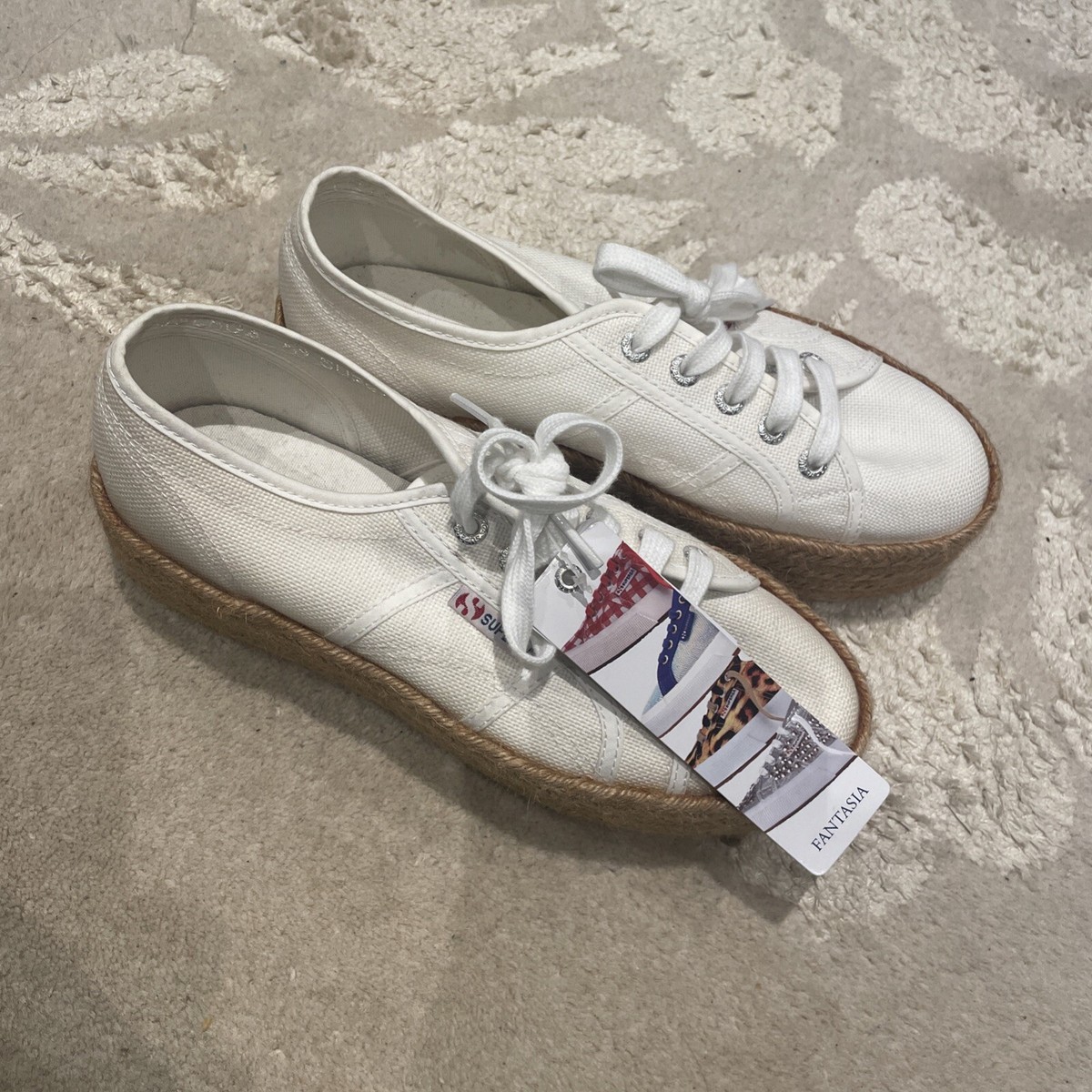 Superga 2790 Cotropew Women Lace Up Platform Canvas Shoes In White UK Size
