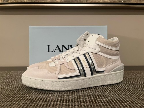 Lanvin, Zapatillas altas de arcilla en blanco/plateado, BNWB 41 IT - Imagen 3 de 21