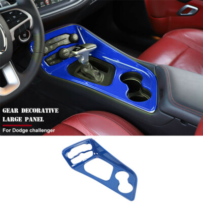 Gear Shift & Water Cup Holder Cover Panel Trim For Doage Challenger 2015+ Blue