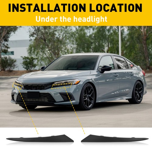 2x Black Headlight Eyelid Molding Trim Strip Set for 2022-2024 Honda Civic Sedan - 第 3/20 張圖片