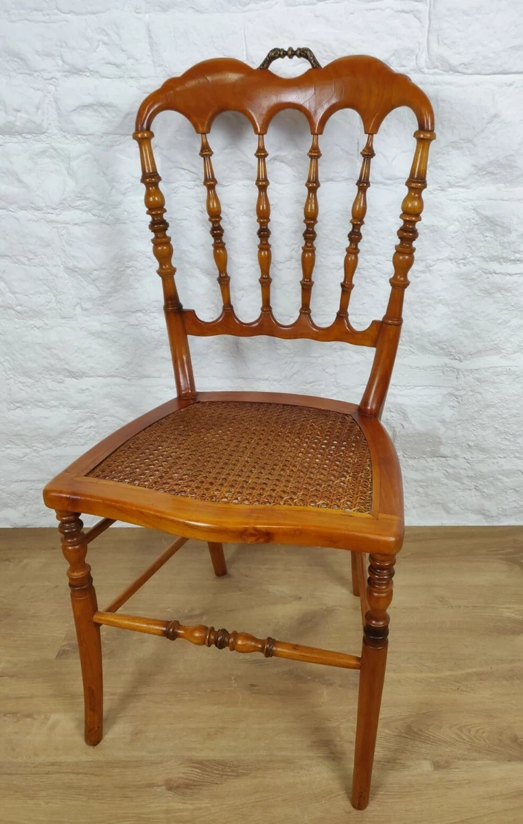 Fruitwood Bobbin Chair Cane Seat Turned Legs Chiavari Style