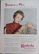 1948 Kimberly Pockette Lipstick Case by Eversharp vintage cosmetic ad