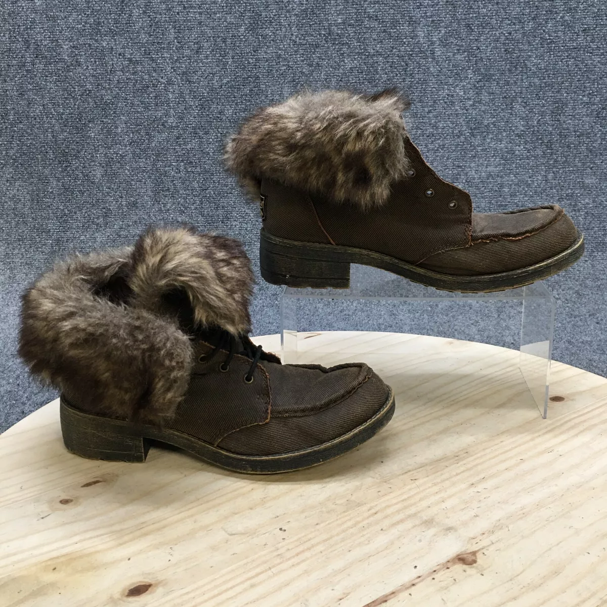 Rocket Dog Boots Womens 8.5 M Winter Lace Up Brown Leather Faux