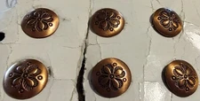Set of 6 Solid Copper Native American (Navajo) Handmade Stamped Shank Buttons 