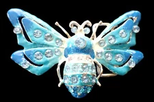 BLUE BUMBLEBEE FASHION BELT BUCKLE WITH RHINESTONES NEW