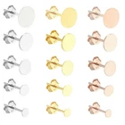 Sterling Silver Disc Flat Circle Round Dot 3mm 4mm 5mm 6mm 8mm Studs 3 TONES